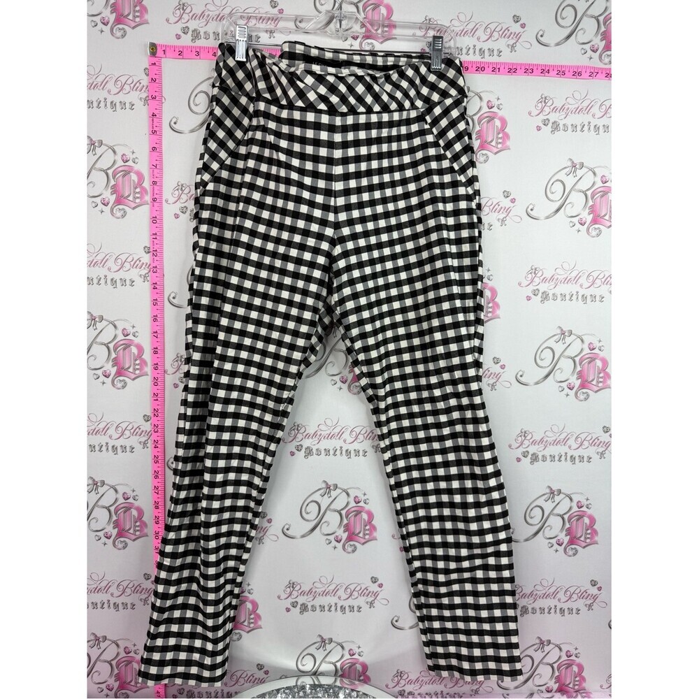 le chateau pants Black and White Gingham Tapered Pants